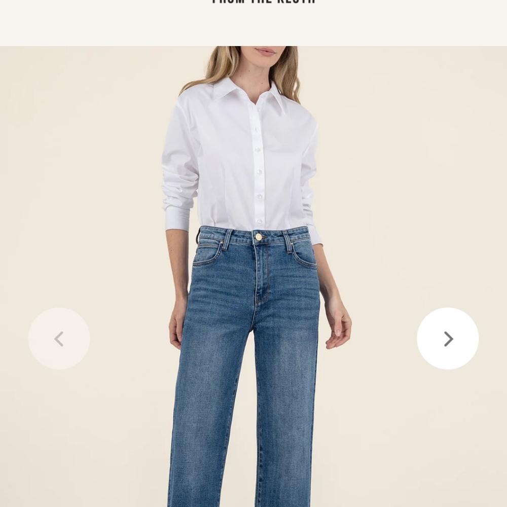 Kut from the Kloth Sienna Blue Cuffed Wide Leg Denim 4 - Picture 8 of 10